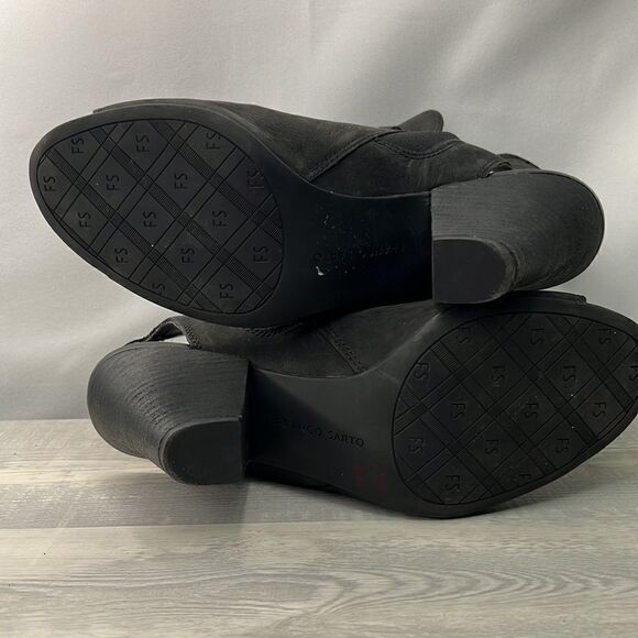 Franco Sarto Black Suede Open toe heeled booties size 9.5 - Picture 10 of 12